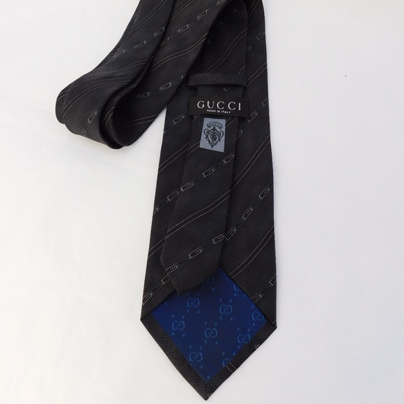 GUCCI MONOGRAM LOGO SILK TIE - Picture 4 of 6